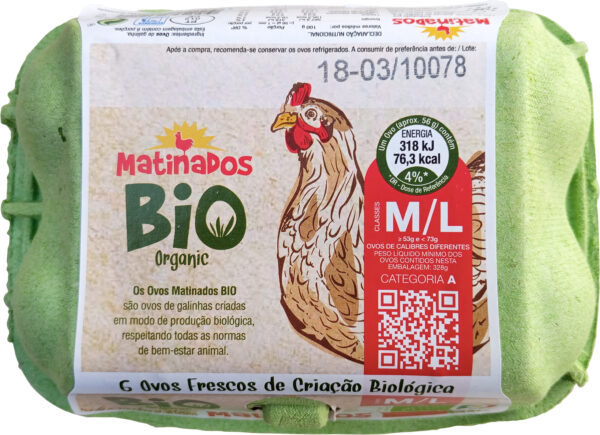 Ovos Matinados BIO Caixa de 6 M/L